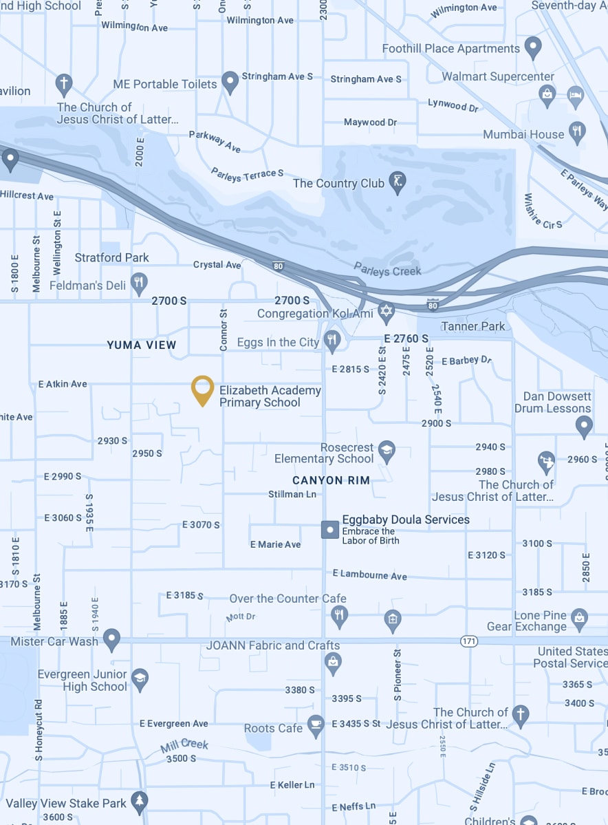 Map of area around Elizabeth Academy