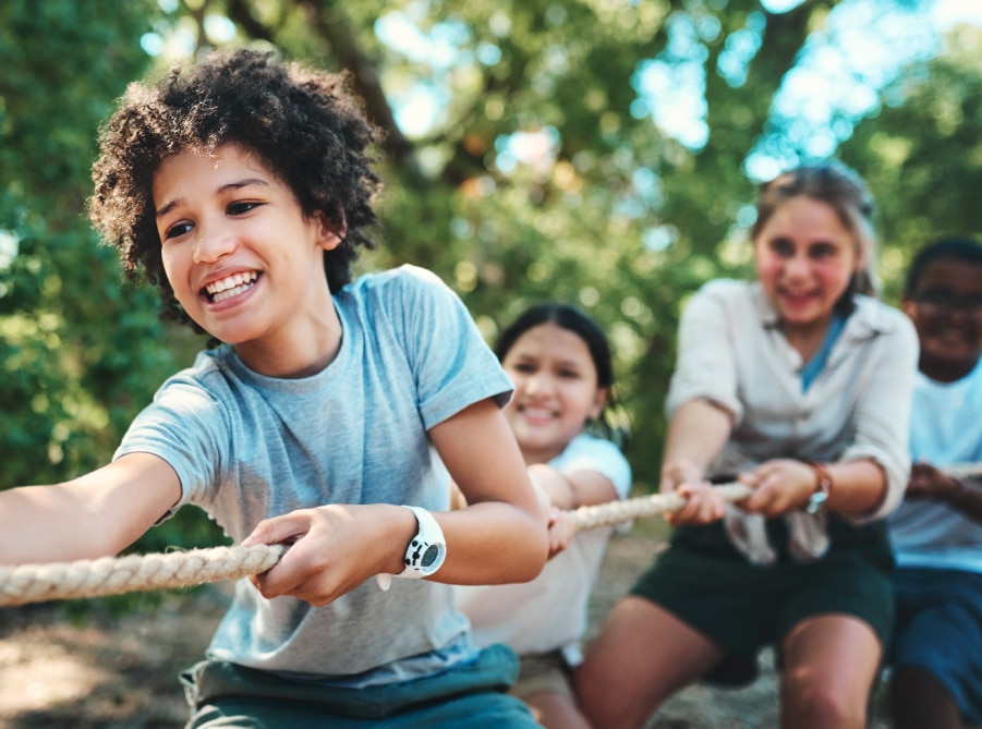 Kids playing tug of war